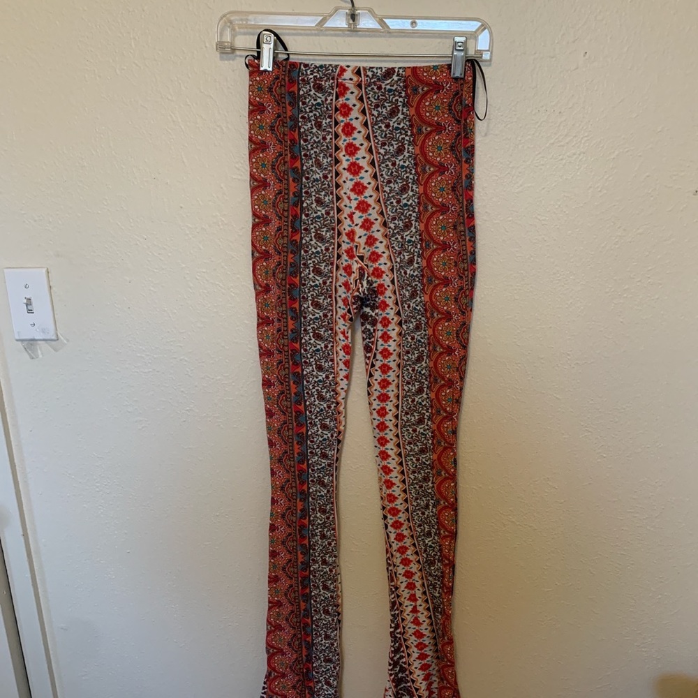 Long Floral Bell Bottom Pants Womens Small Forever21